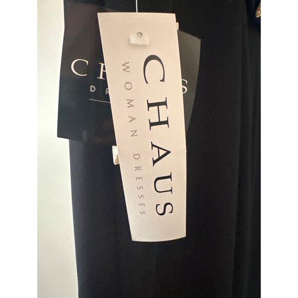 Chaus Womens Black Dress 14W Gold Buttons Short Sleeve Machine Washable - Picture 5 of 8